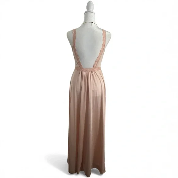 Vintage Olga Pink Lace Satin Nightgown Maxi Dress Style 9633 Size Small - Picture 3 of 7
